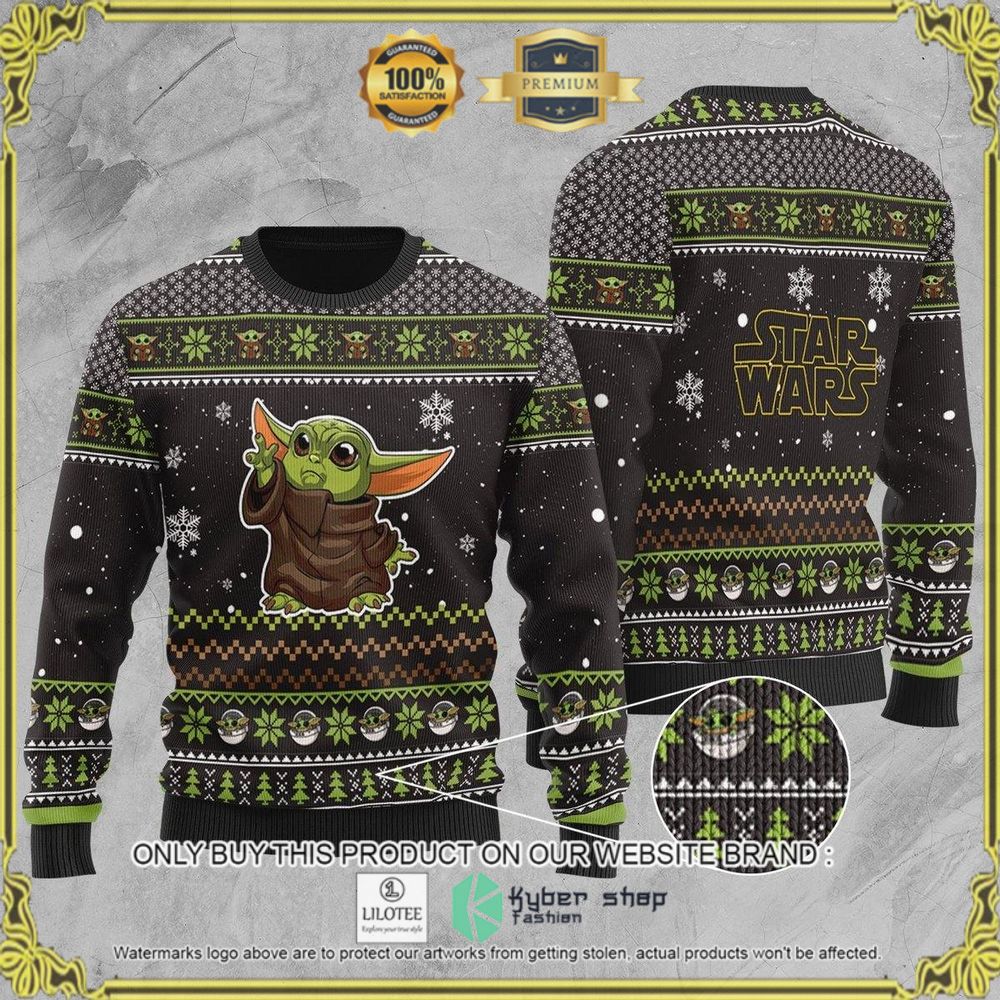 star wars baby yoda black green christmas sweater 1 24086