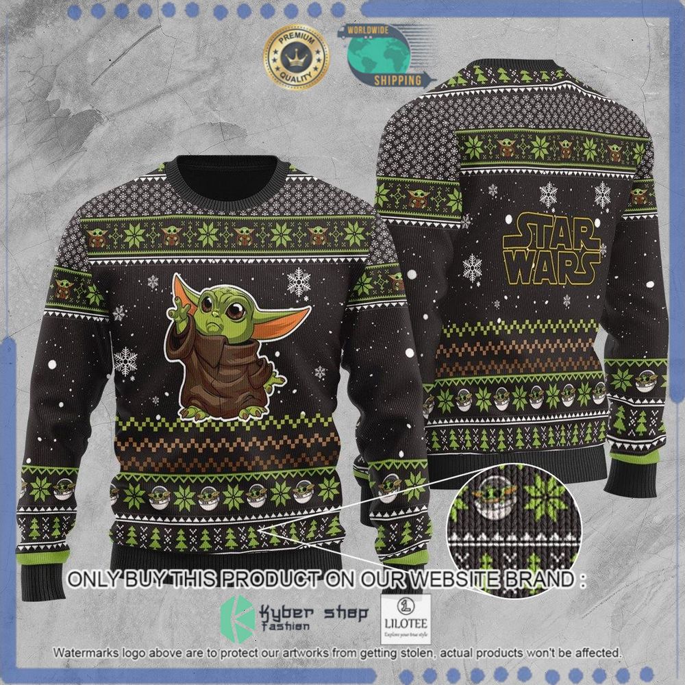 star wars baby yoda black green christmas sweater 1 54823