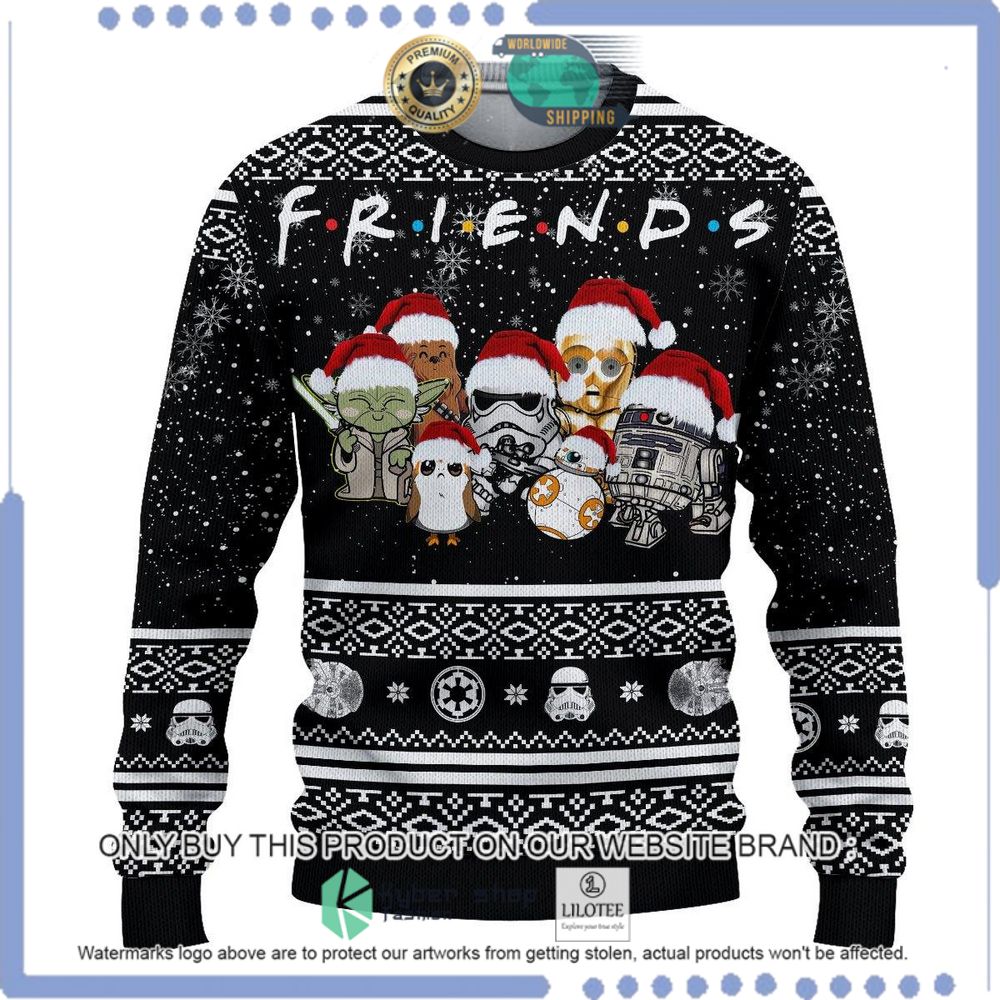 star wars friends black white christmas sweater 1 11250