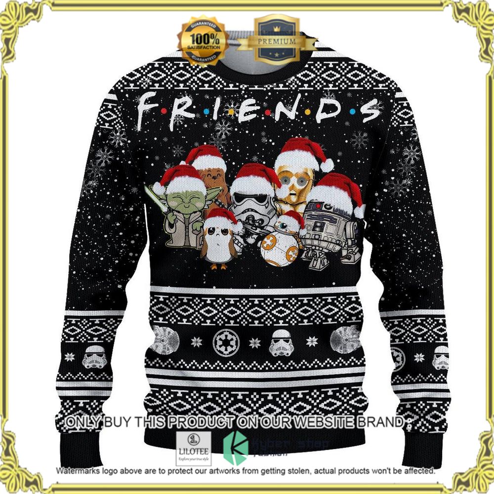 star wars friends black white christmas sweater 1 68611