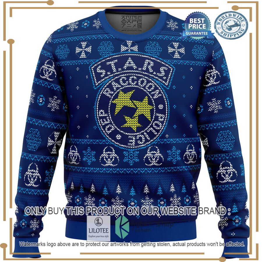 stars racoon city police resident evil christmas sweater 1 33071