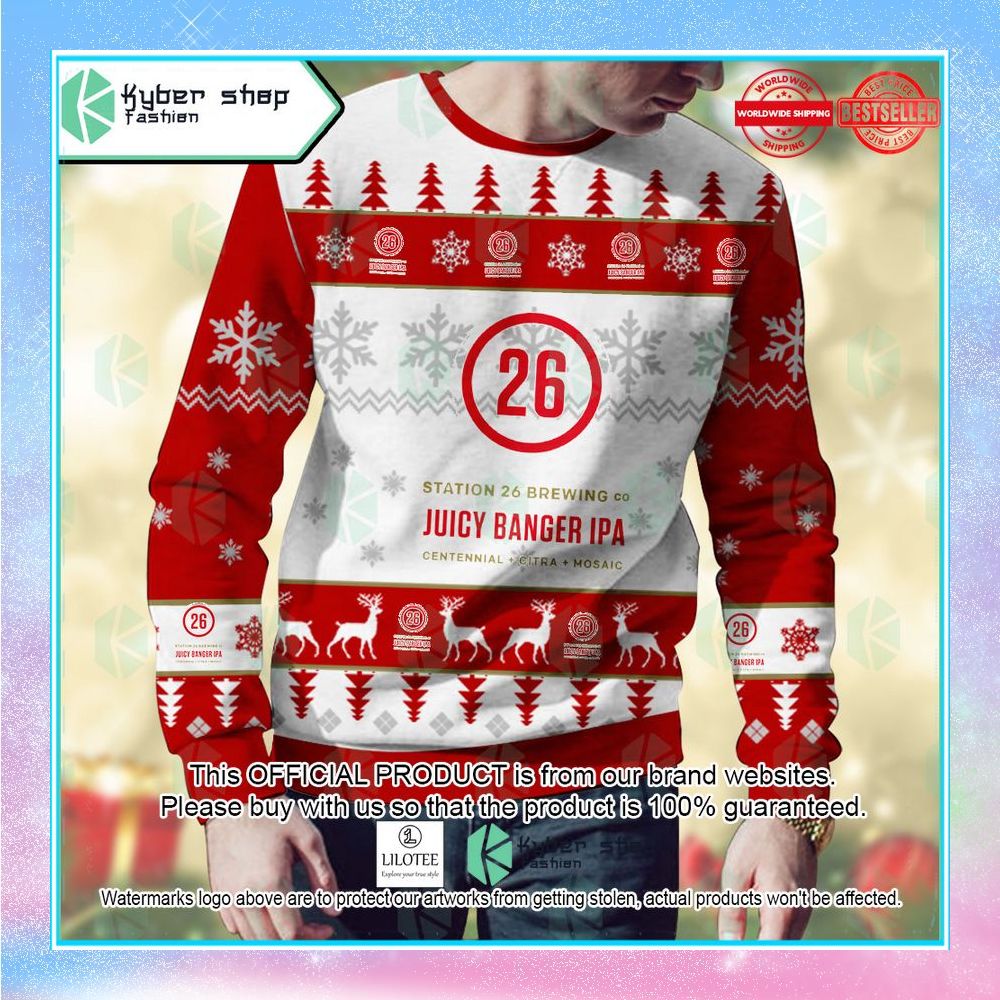 station 26 juicy banger ipa christmas sweater 2 677
