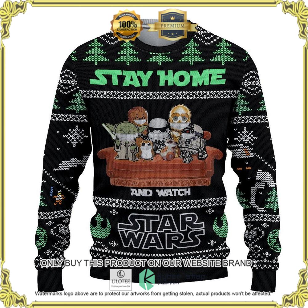 stay home star wars black green christmas sweater 1 71155