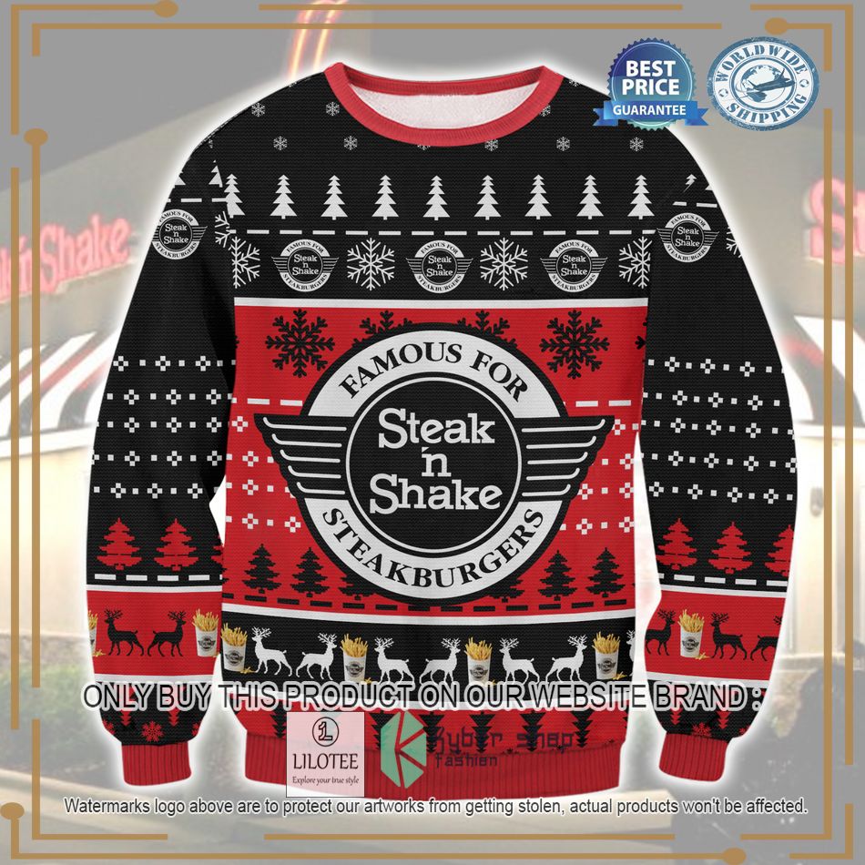steak n shake famous for streakburgers ugly christmas sweater 1 58287