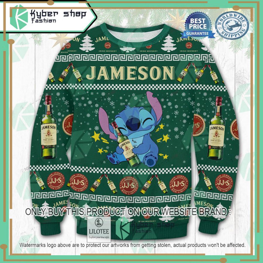 stitch jameson irish whiskey ugly christmas sweater 1 10578