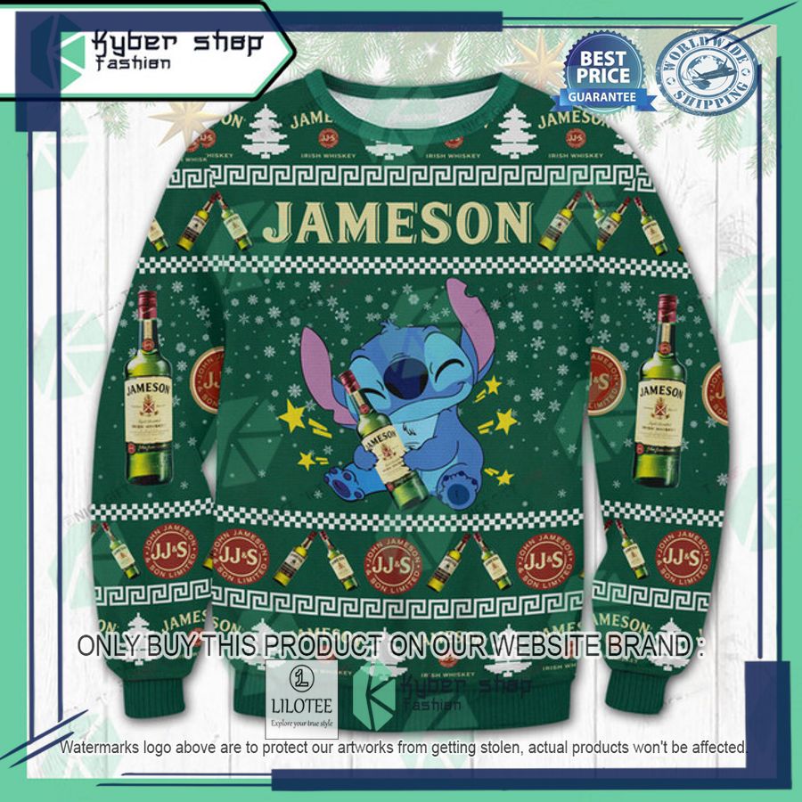 stitch jameson irish whiskey ugly christmas sweater 1 86351