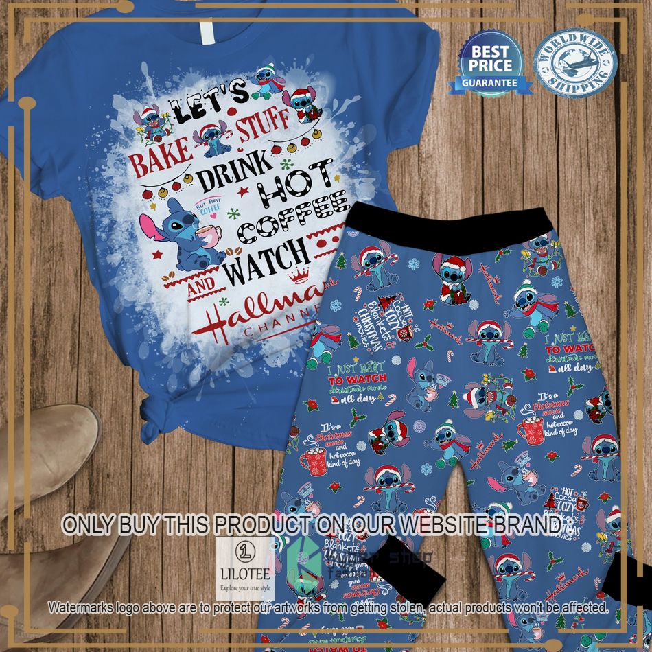 Stitch Let's Bake Stuff Drink Hot Coffee and Watch Hallmark Channel Pajamas Set - LIMITED EDITION 4