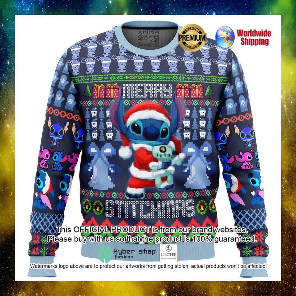 stitch lilo stitch santa hat christmas sweater 1 695