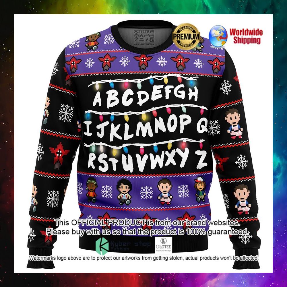 stranger things alphabet christmas sweater 1 150