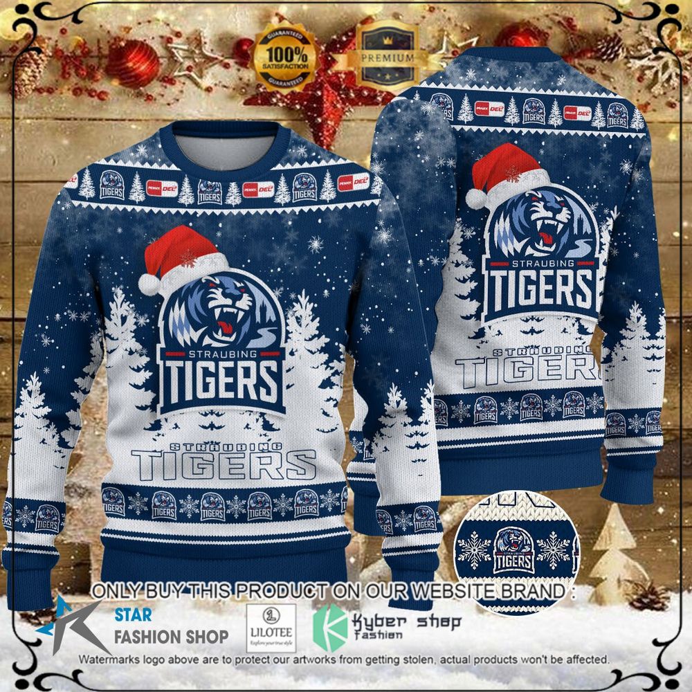 straubing tigers navy white christmas sweater 1 31205
