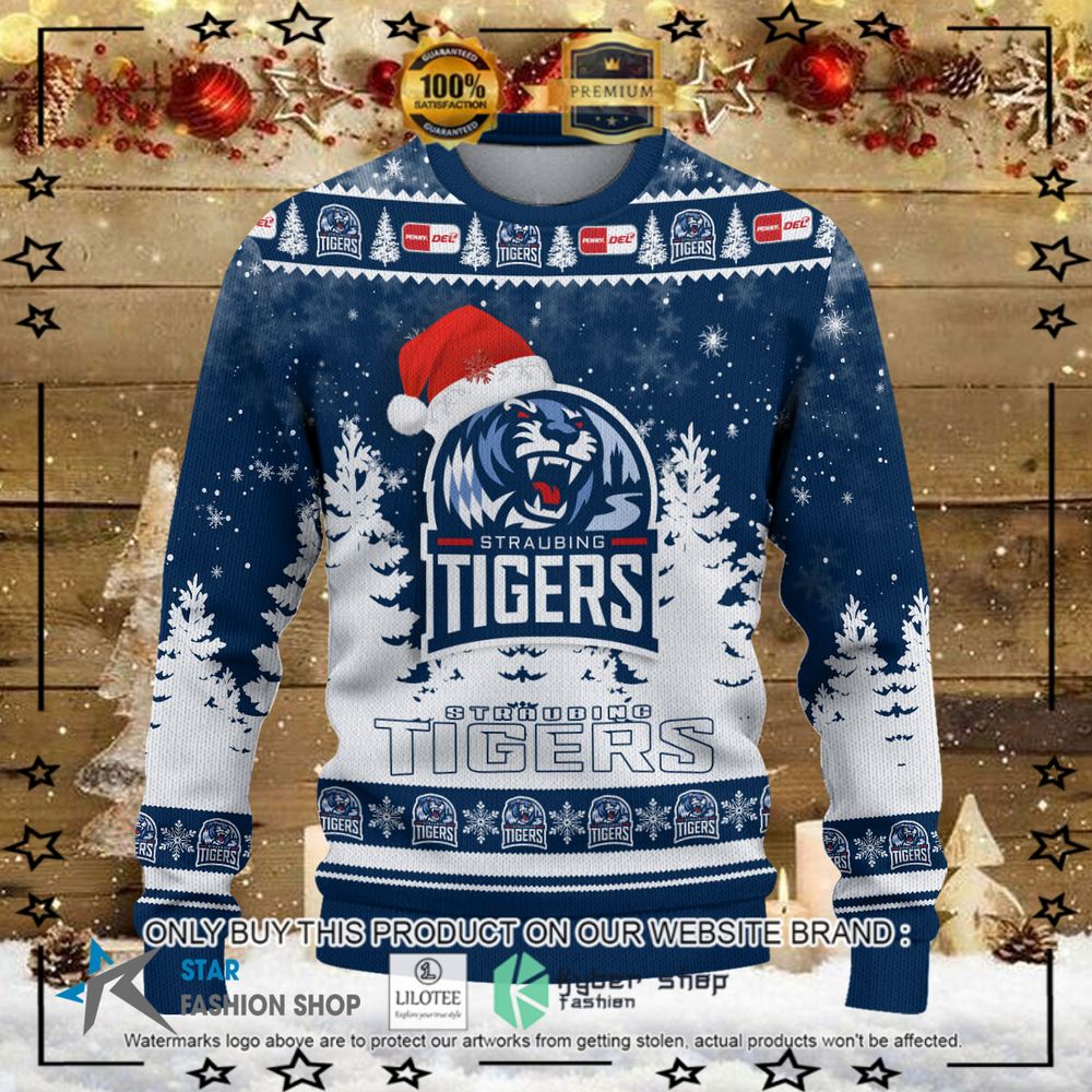 straubing tigers navy white christmas sweater 1 49888