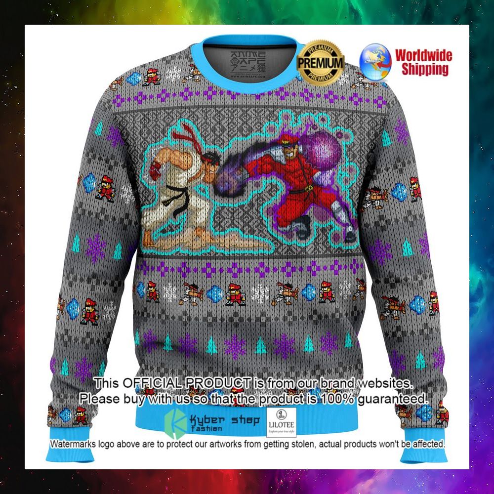 street fighter ryu vs m bison christmas sweater 1 356