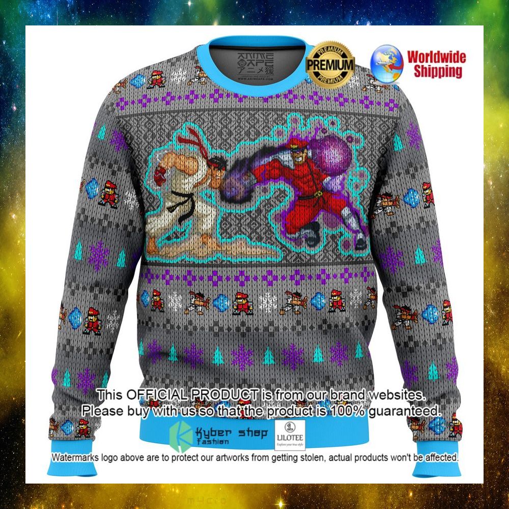 street fighter ryu vs m bison christmas sweater 1 458