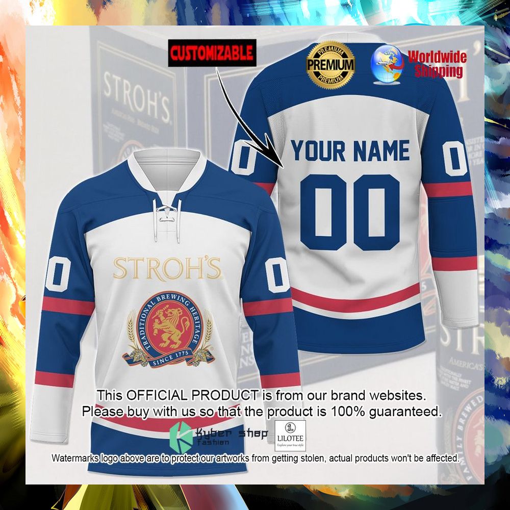 strohs traditional brewing heritage personalized hockey jersey 1 585