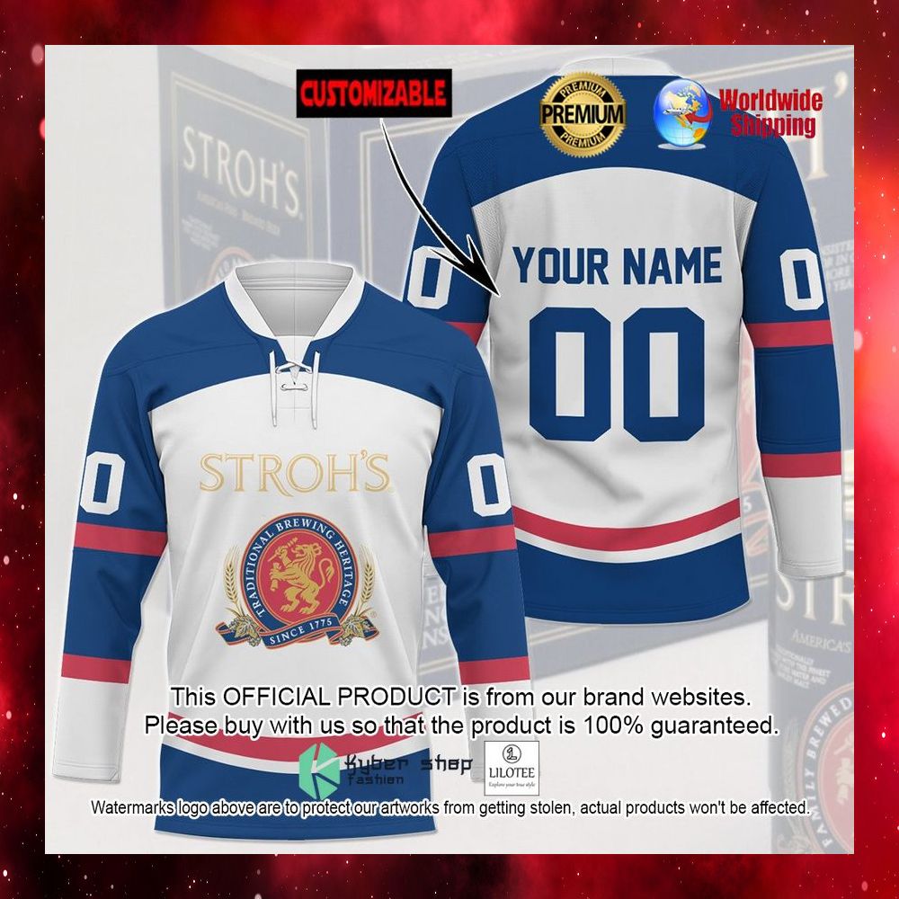 strohs traditional brewing heritage personalized hockey jersey 1 620