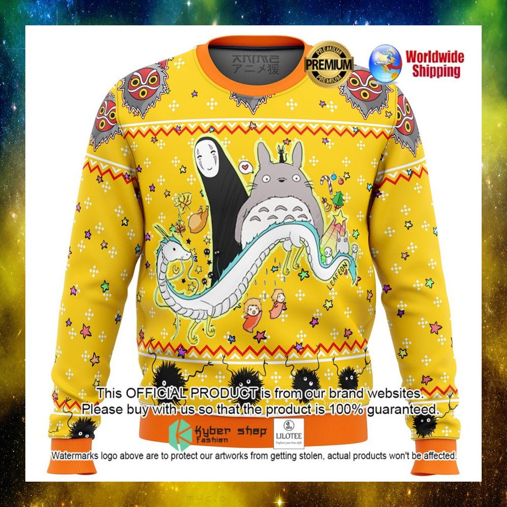 studio ghibli anime yellow christmas sweater 1 67