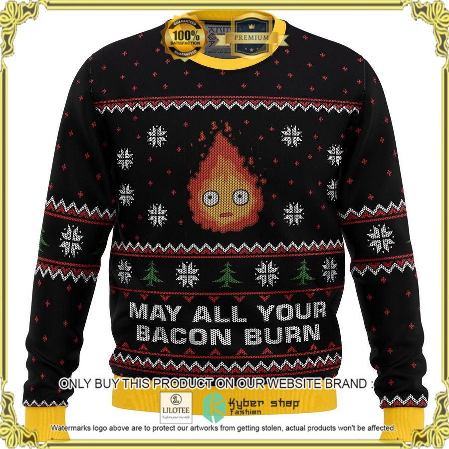 studio ghibli may all your bacon burn calcifer christmas sweater 1 86891
