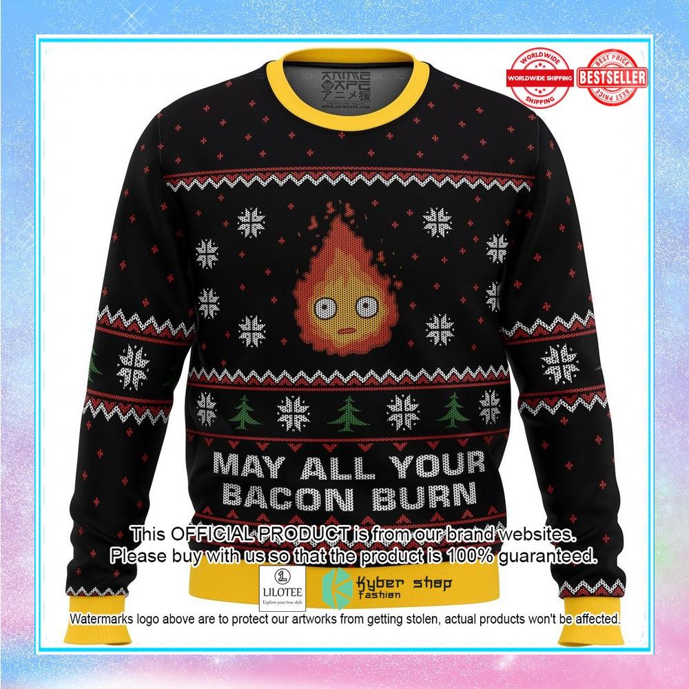 studio ghibli may all your bacon burn calcifer sweater christmas 1 534