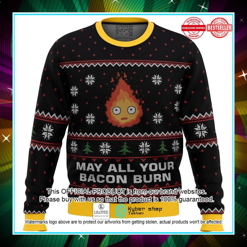 studio ghibli may all your bacon burn calcifer sweater christmas 1 625