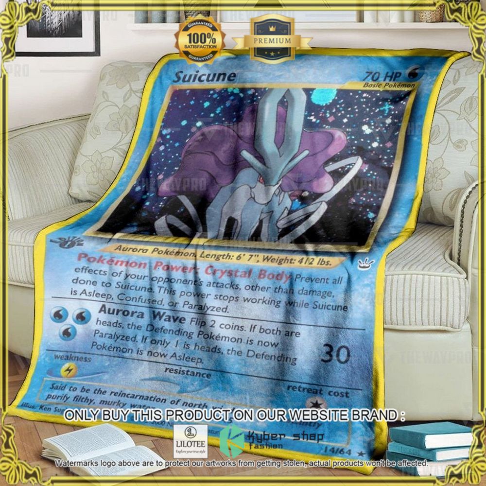 Suicune Holo 1st Edition Custom Pokemon Soft Blanket - LIMITED EDITION 6