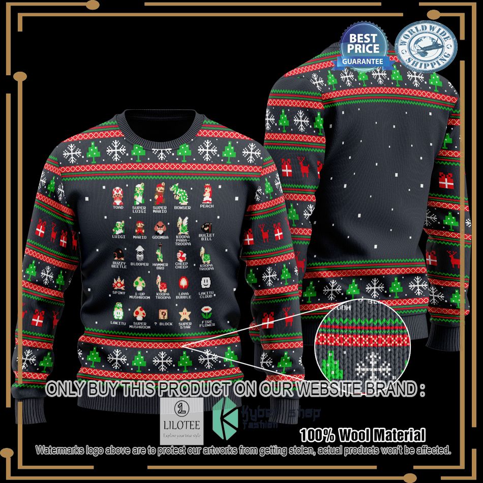 super mario bros black christmas sweater 1 64661