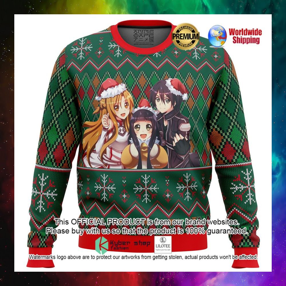 sword art online yui kirito asuna anime christmas sweater 1 945