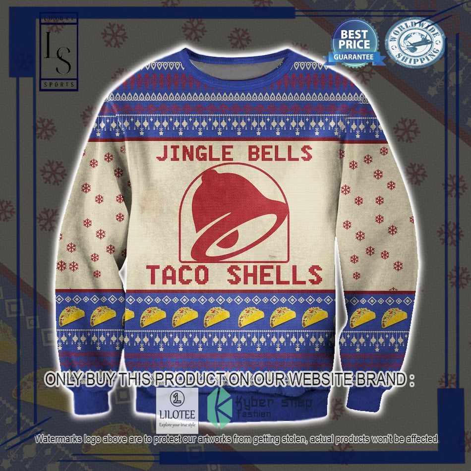 taco bell jingle bells taco shells ugly christmas sweater 1 12333