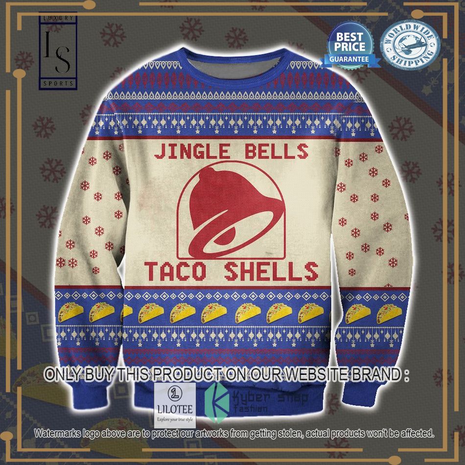taco bell jingle bells taco shells ugly christmas sweater 1 49827