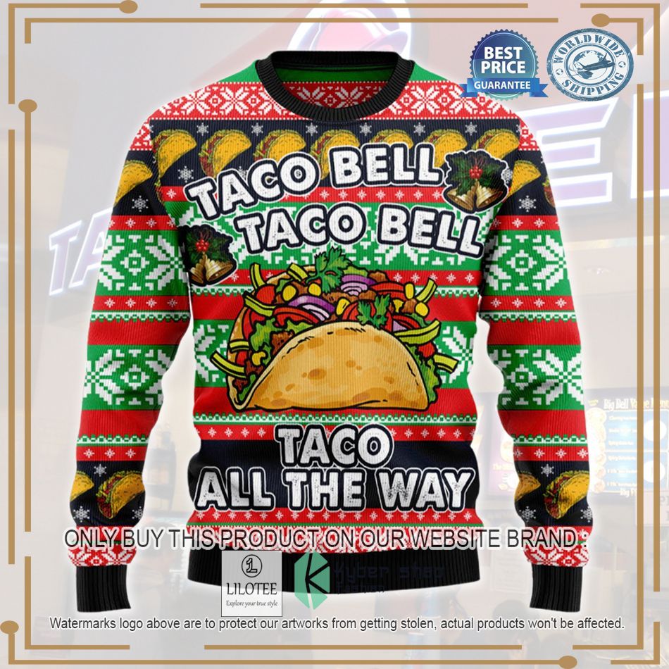 taco bell taco all the way ugly christmas sweater 1 1992