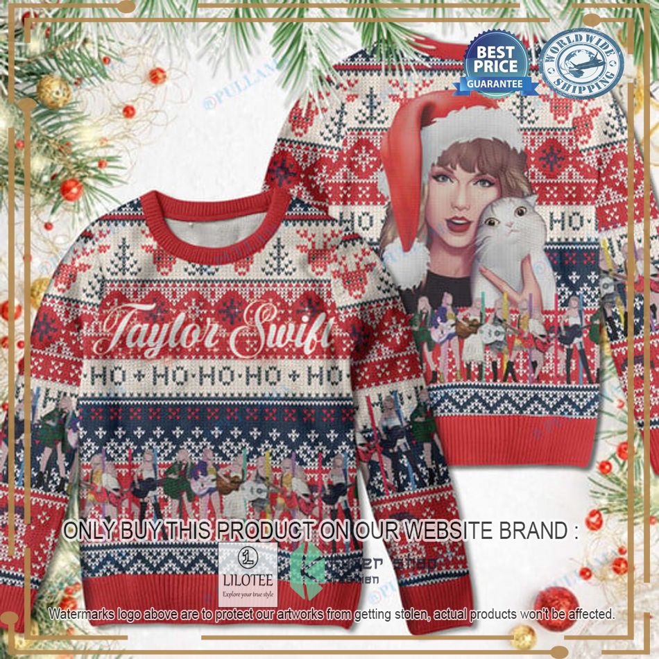 taylor swift cat ugly christmas sweater 2 22507