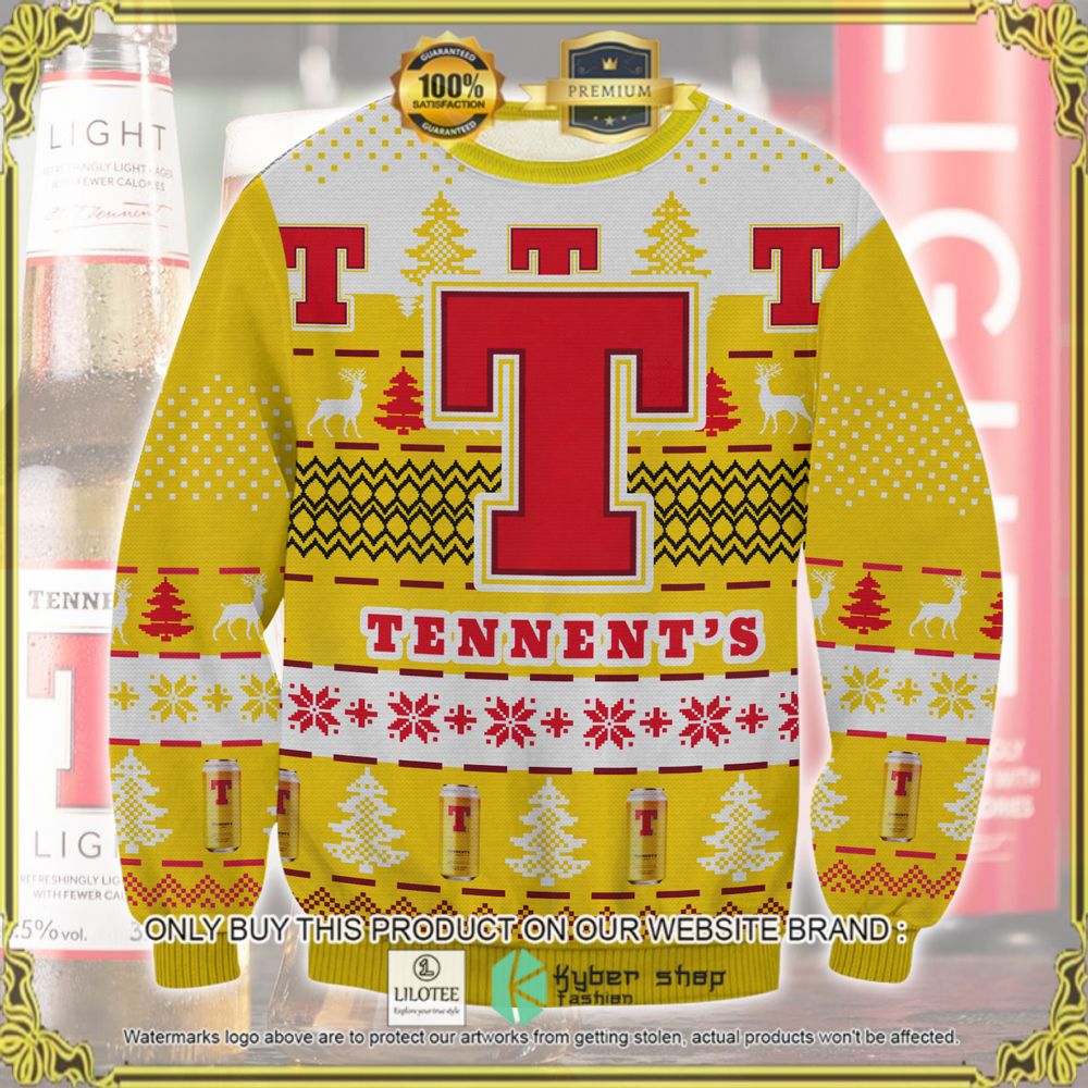 tennents yellow white ugly sweater 1 10930