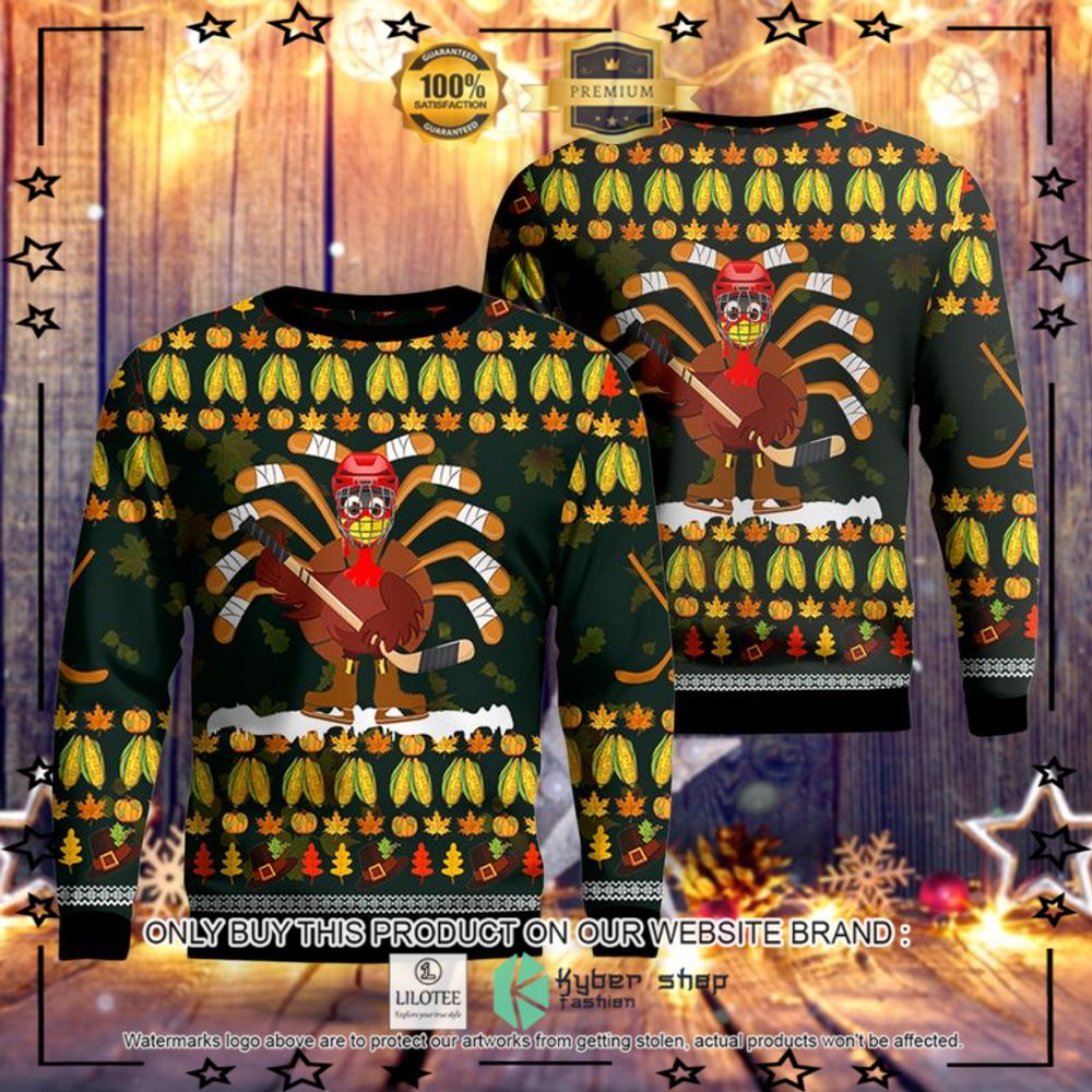 thanksgiving turkey hockey christmas sweater 1 66121