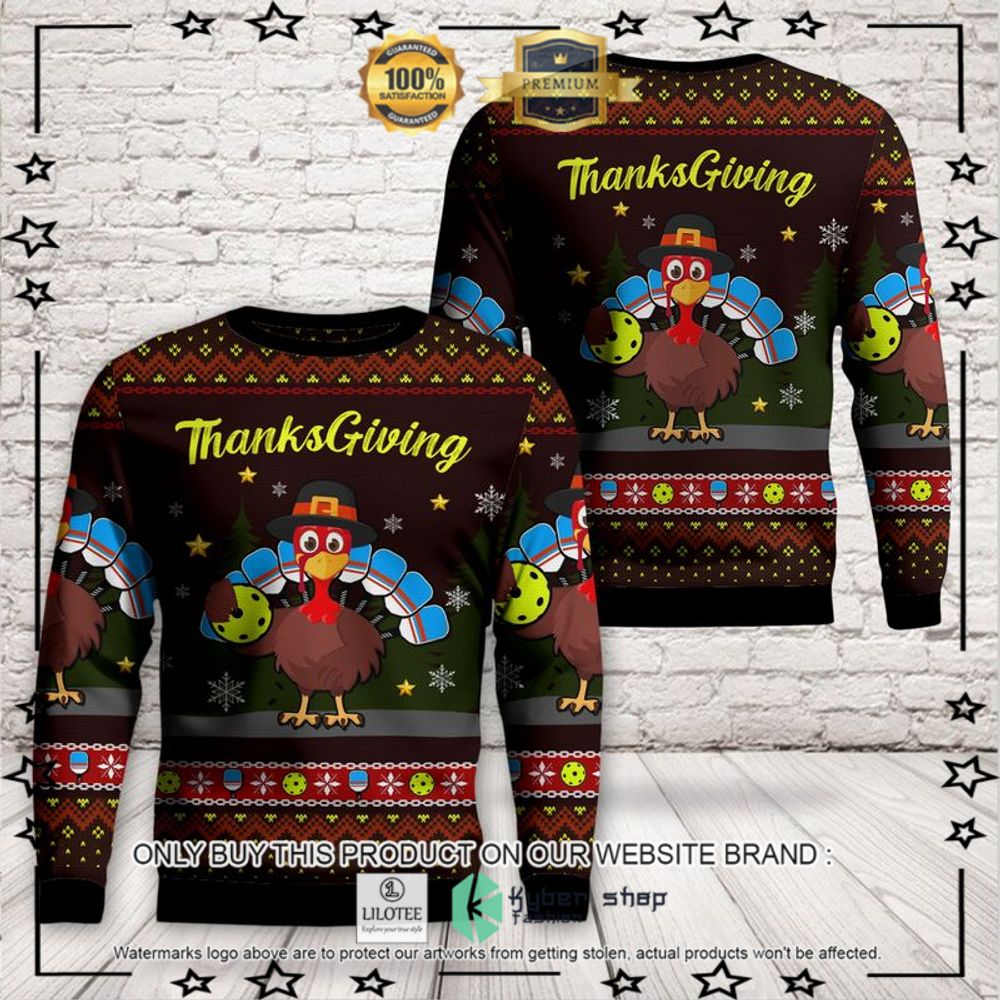 thanksgiving turkey pickleball christmas sweater 1 4305