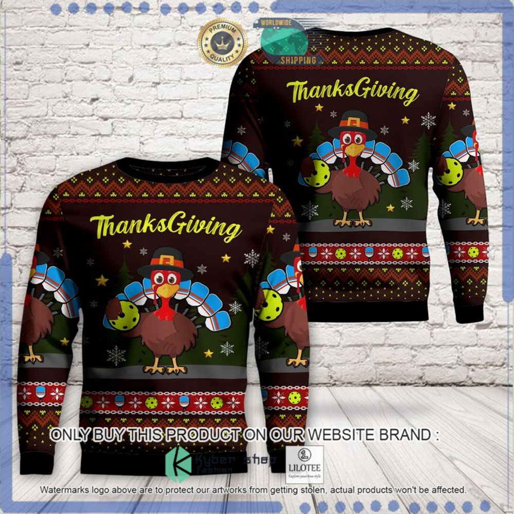 thanksgiving turkey pickleball christmas sweater 1 4731