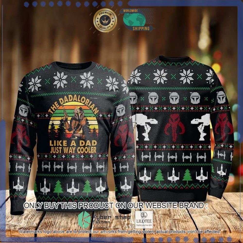 the dadalorian like a dad just way cooler christmas sweater 1 5886