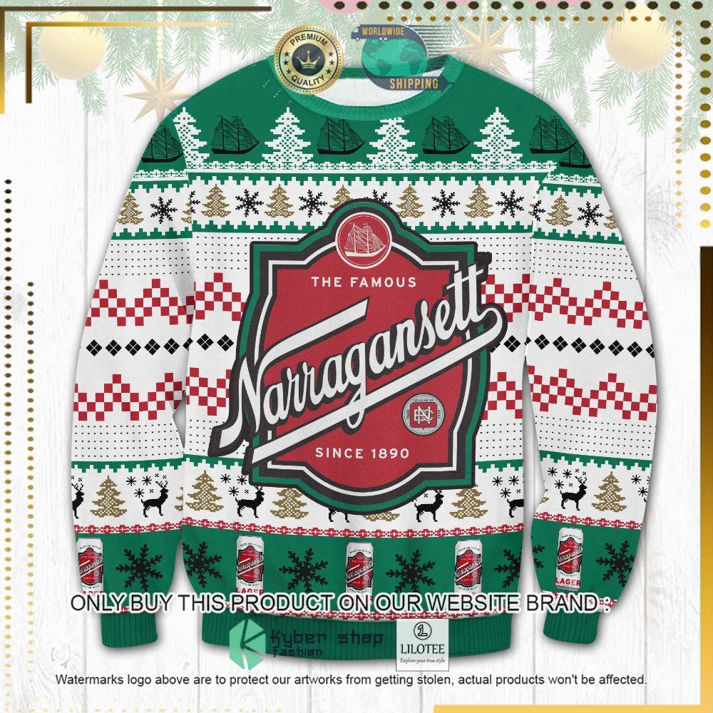 the famous narragansett beer knitted christmas sweater 1 66301