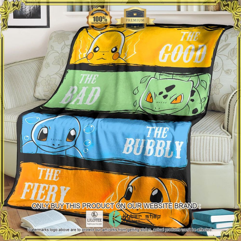 The Good The Bad The Bubbly The Fiery Custom Pokemon Soft Blanket - LIMITED EDITION 9