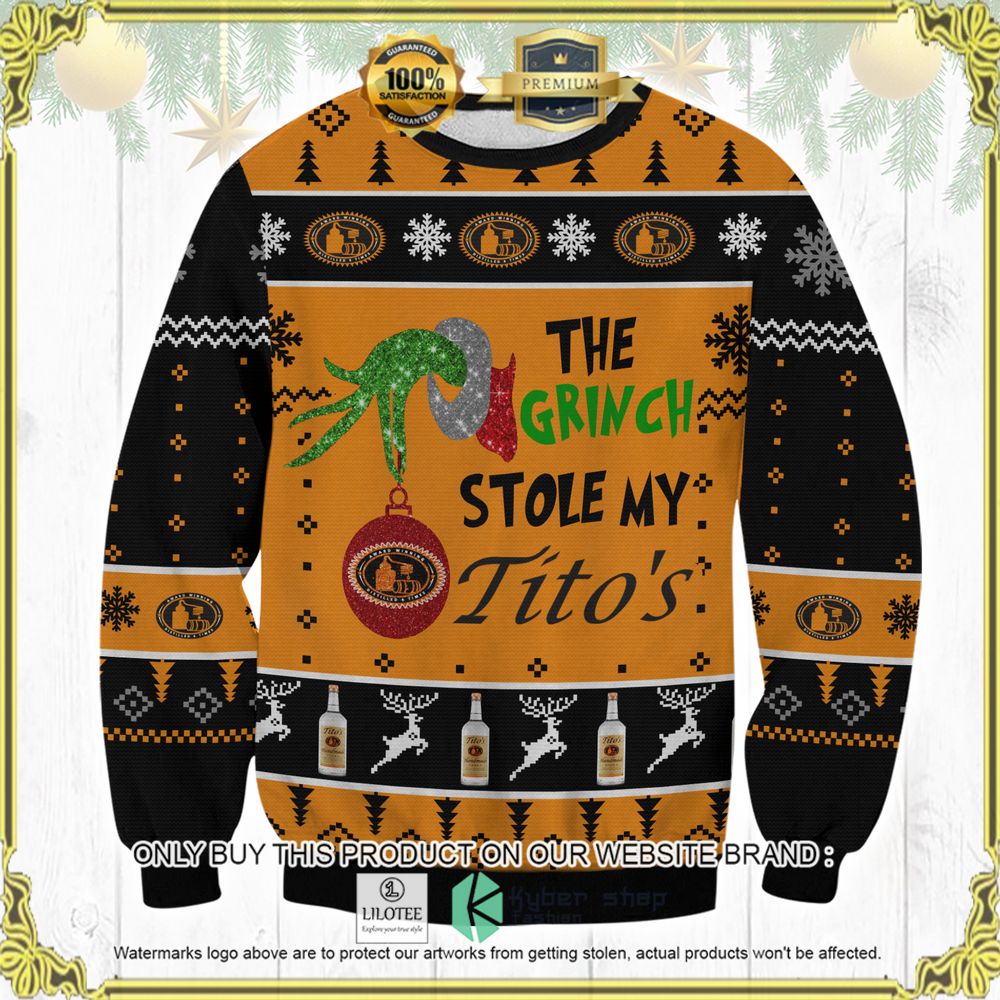 the grinch stole my titos knitted christmas sweater 1 52442