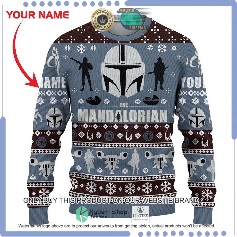 the mandalorian your name christmas sweater 1 86365