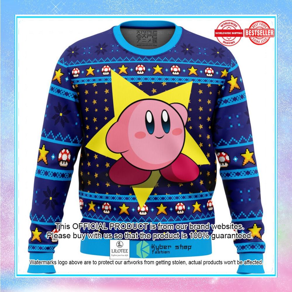 the pink hero kirbys dream land christmas sweater 1 430
