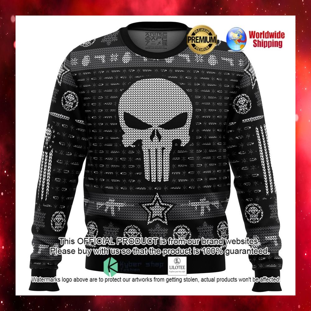 the punisher skull christmas sweater 1 427