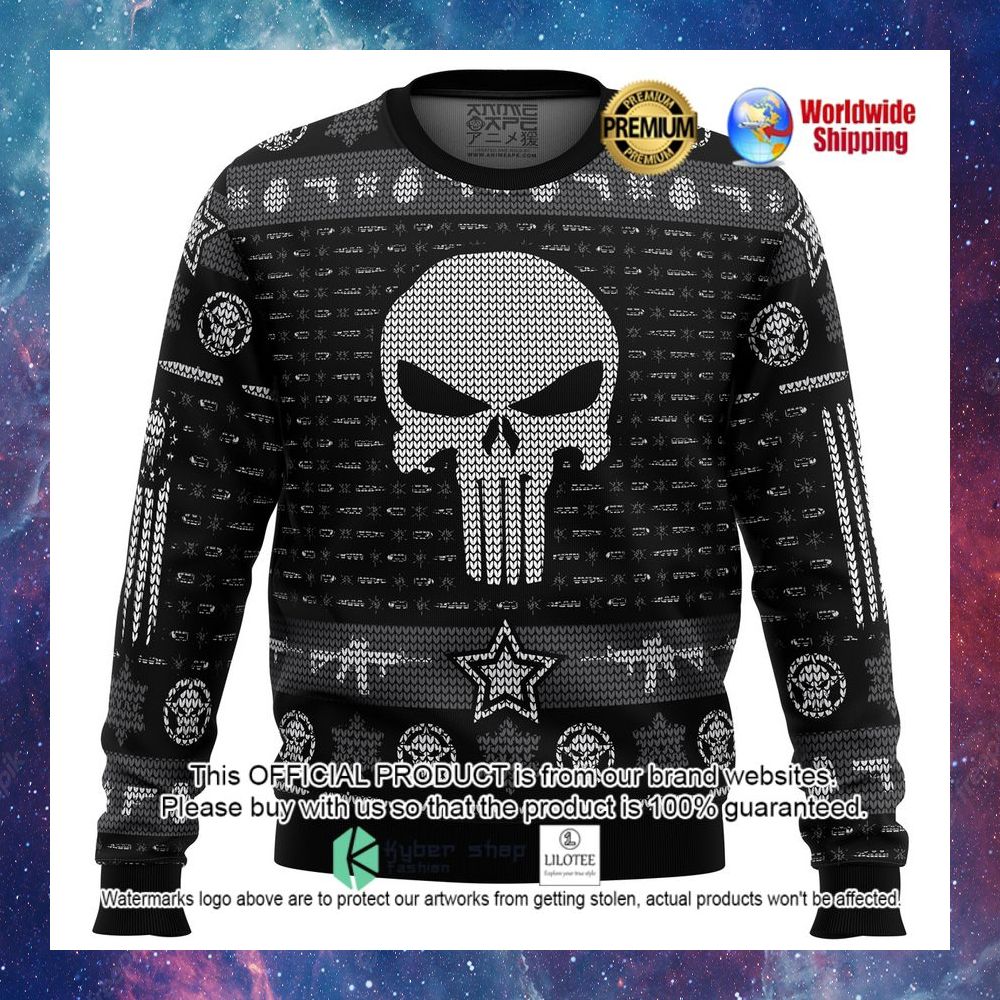 the punisher skull christmas sweater 1 671