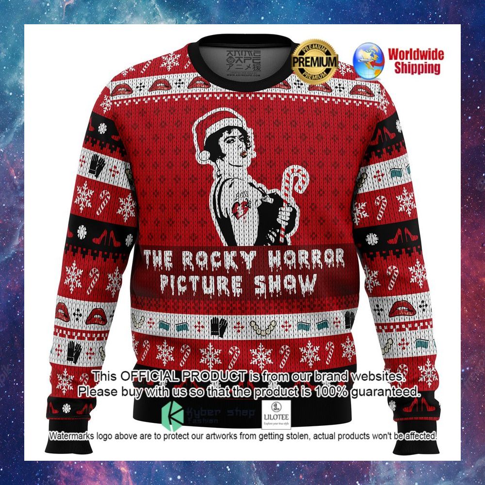 the rocky horror picture show santa hat christmas sweater 1 82