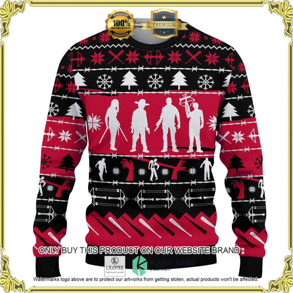 the walking dead red black christmas sweater 1 12668