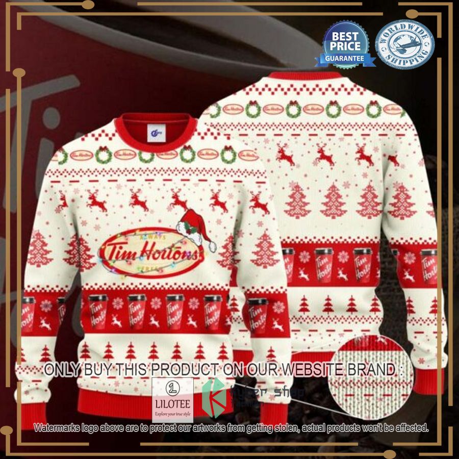 Tim Hortons Santa Hat Ugly Christmas Sweater - LIMITED EDITION 3