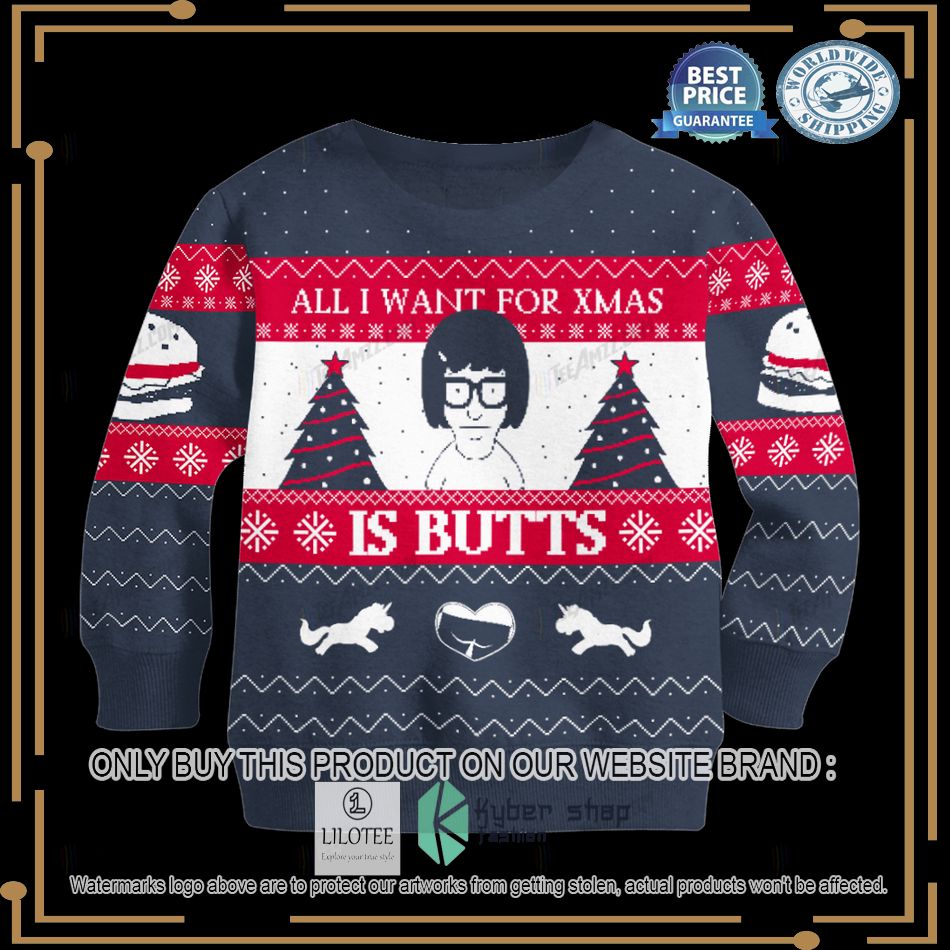tina belcher all i want for xmas is butts christmas sweater 2 59182