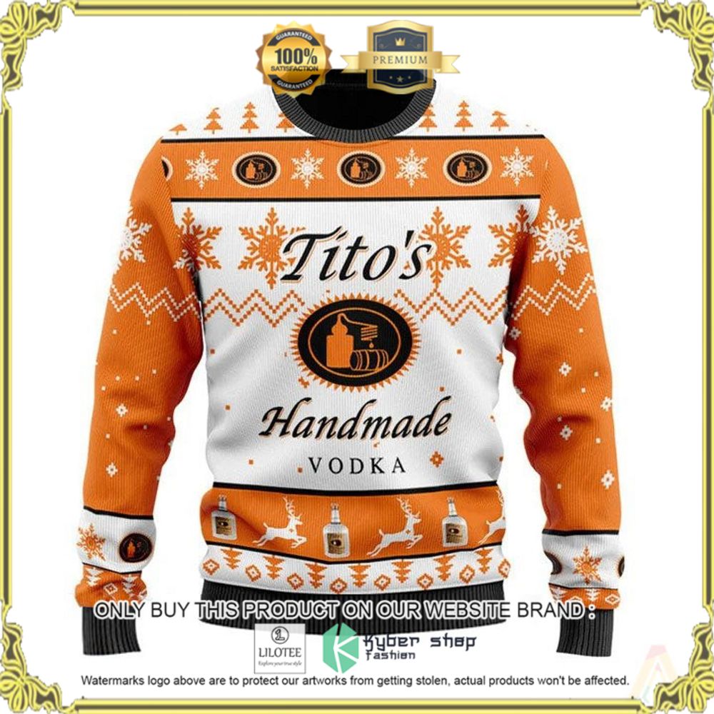 titos handmade vodka orange white christmas sweater 1 93427