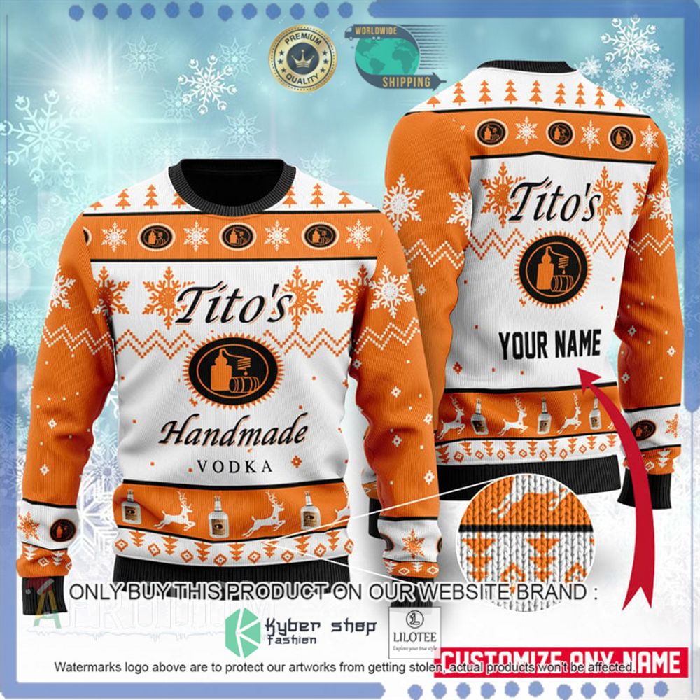 titos your name orange white christmas sweater 1 14574