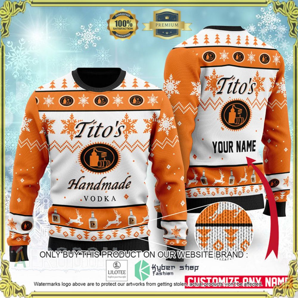 titos your name orange white christmas sweater 1 61164