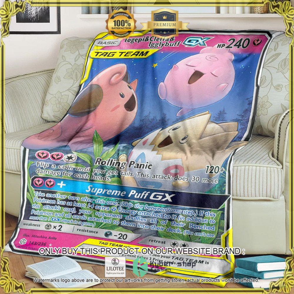 Togepi and Cleffa and Igglybuff-GX Cosmic Eclipse Custom Pokemon Soft Blanket - LIMITED EDITION 8